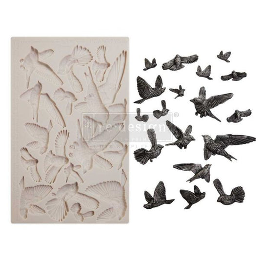 Flocking Birds by Finnabair Decor Mould - Same Day Shipping - Redesign Prima - Resin Mold - Gear Applique - Frames - Decor - Furniture Mould