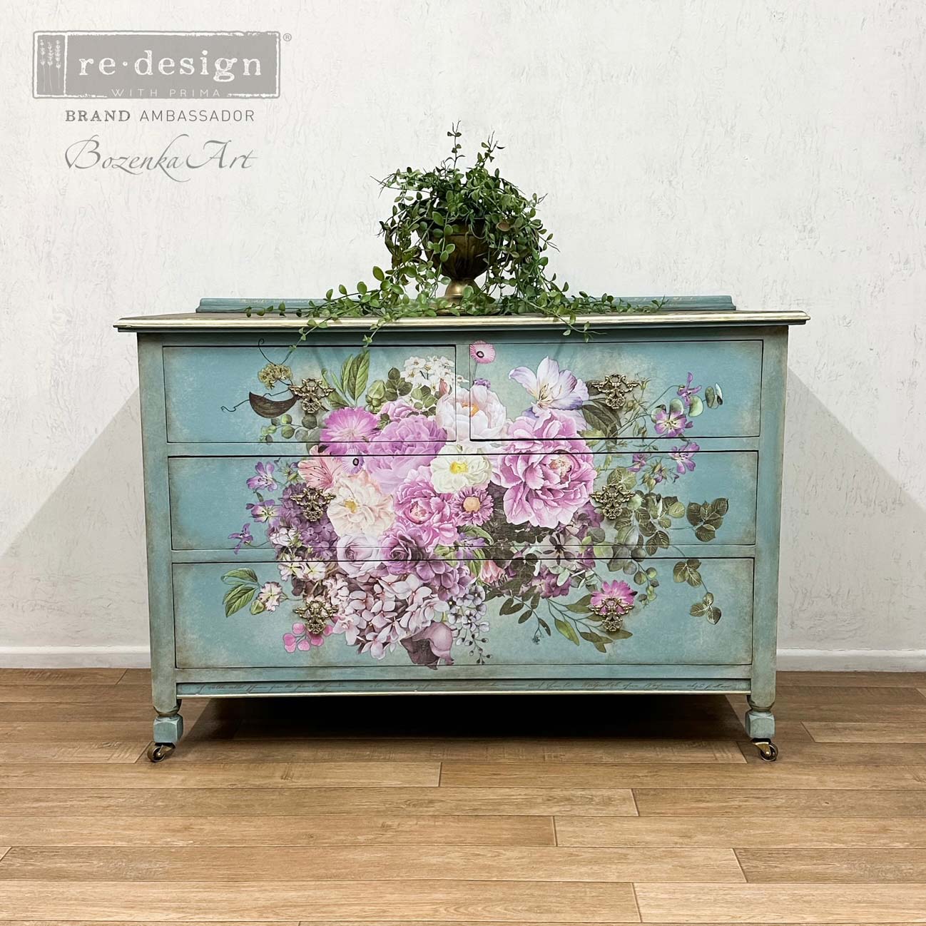 Morning Purple transfer by Redesign with Prima 24"x 35" - Same Day Shipping - Rub on Transfer - Furniture Transfer - Floral Decor - Kacha