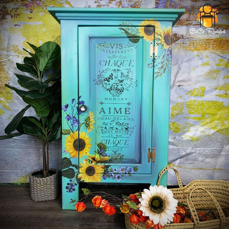 Sunflower Fields transfer Redesign with Prima 25.1"x32" - Same Day Shipping - Rub on Transfers- Furniture Transfers - Sunflower Decor