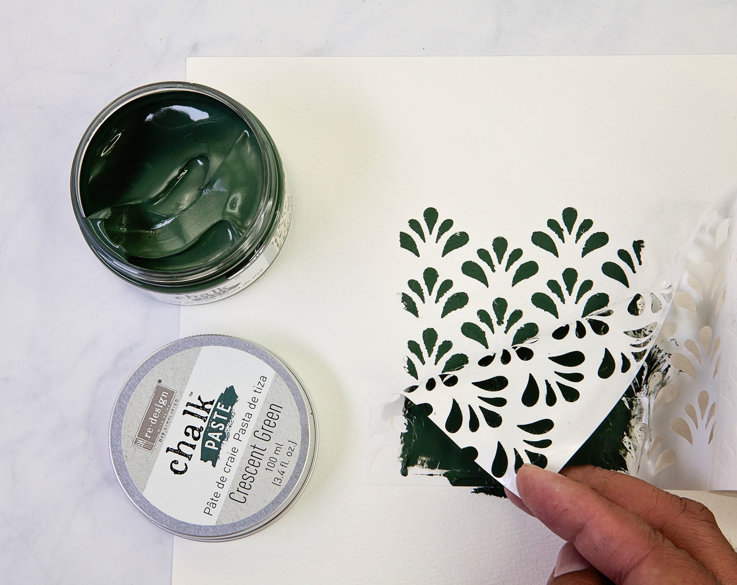 Crescent Green Chalk Paste - Redesign by Prima - Same Day Shipping - Stencil Paste - Paint for Raised Stencils - Furniture Paint Paste