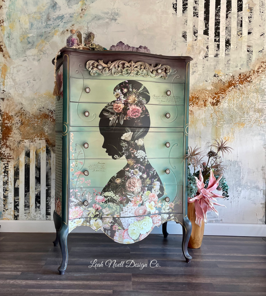 Floral Silhouette transfer by Redesign with Prima 24"x35" - Same Day Shipping - Rub on Transfers - Decor Transfer - Furniture Transfer