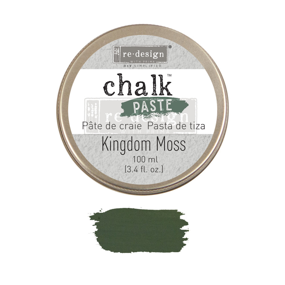 Kingdom Moss Chalk Paste - Redesign by Prima - Same Day Shipping - Stencil Paste - Paint for Raised Stencils - Furniture Paint Paste