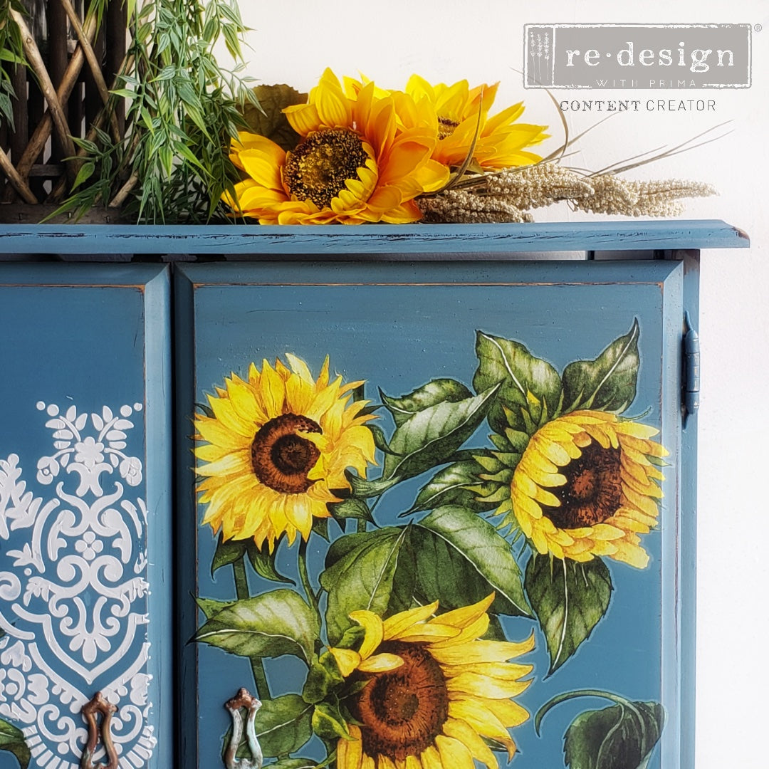 Sunflower transfer by Redesign with Prima 24"x35" - Same Day Shipping - Rub on Transfers - Decor Transfer - Furniture Transfer