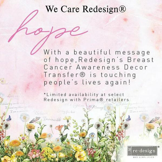 Breast Cancer Awareness transfer by Redesign with Prima 24"x 34" - Same Day Shipping - Rub on Transfer - Furniture Transfer - Floral Furniture Decor
