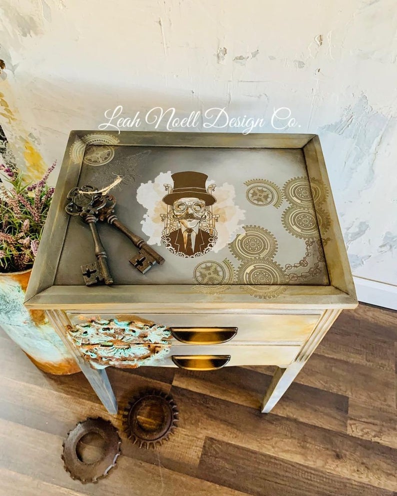 CLEARANCE! Steampunk transfer by Dixie Belle 24"x32" - Same Day Shipping - Rub on Transfers - Furniture Transfers