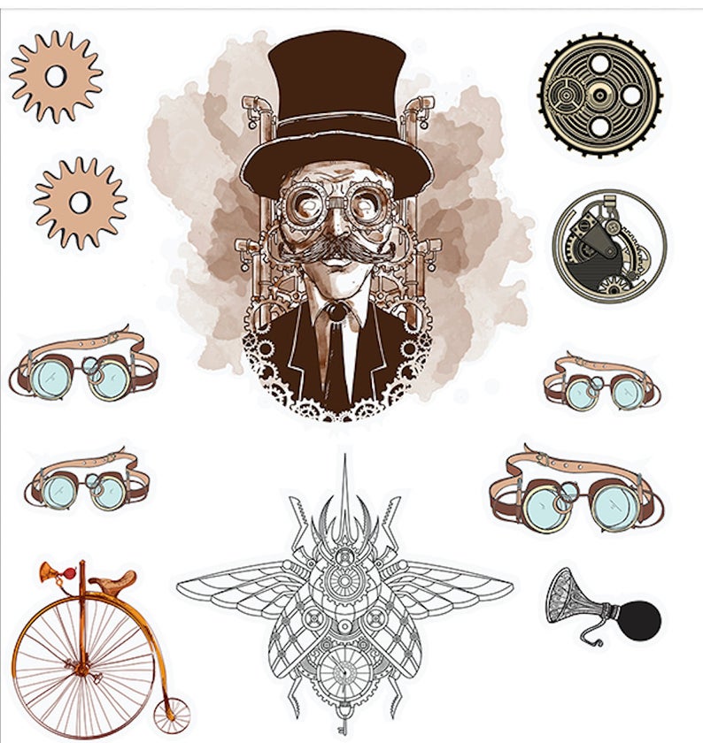 CLEARANCE! Steampunk transfer by Dixie Belle 24"x32" - Same Day Shipping - Rub on Transfers - Furniture Transfers