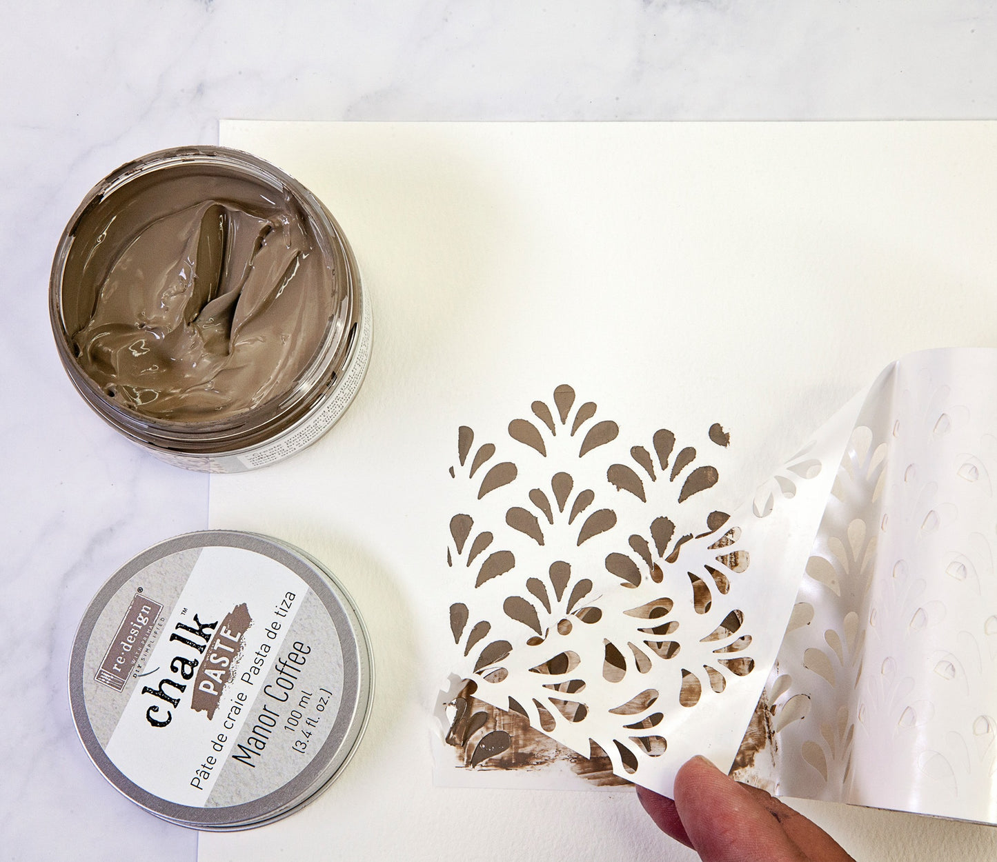 Manor Coffee Chalk Paste - Redesign by Prima - Same Day Shipping - Stencil Paste - Paint for Raised Stencils - Furniture Paint Paste