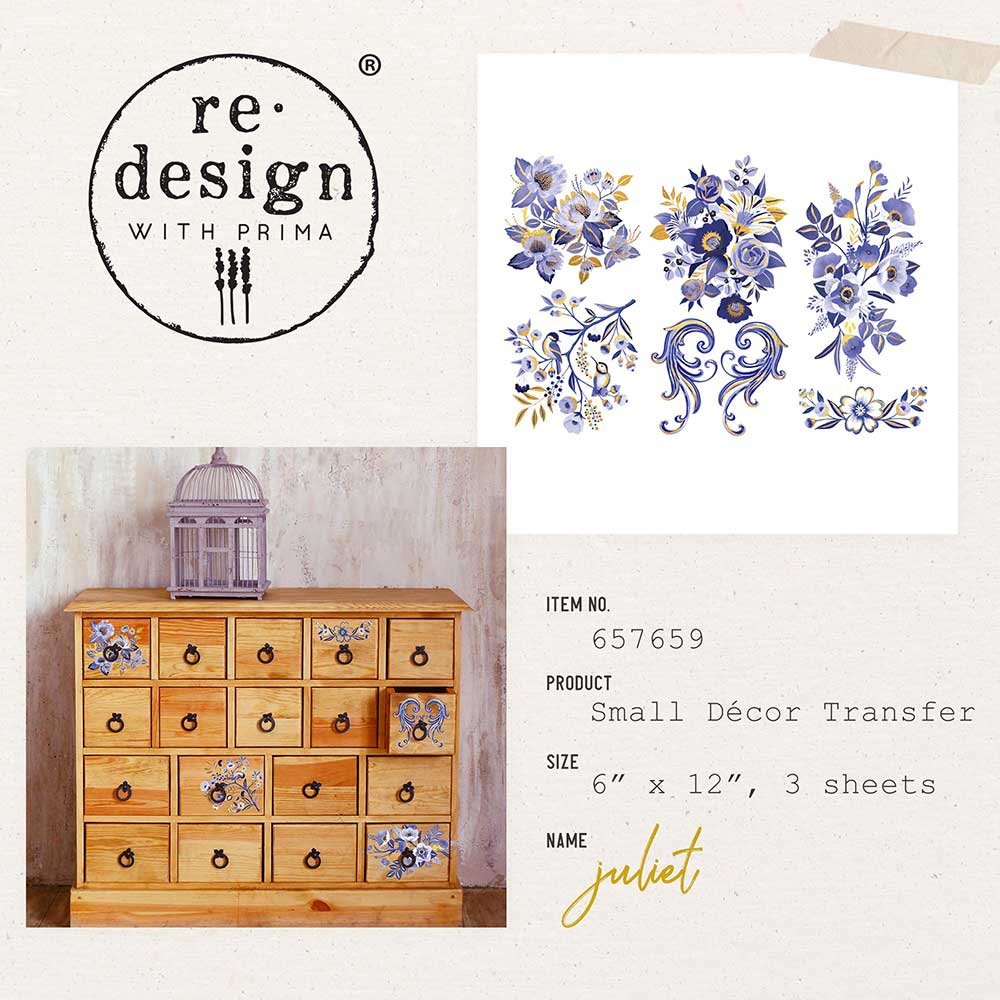 Juliet small transfer by Redesign with Prima 6"x12" - Same Day Shipping - Rub On transfers - Decor transfers - furniture transfers - belleandbeau850