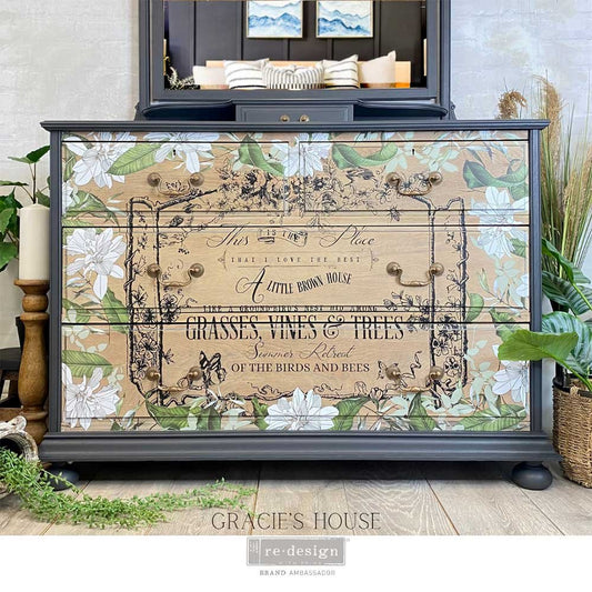 Peaceful Garden transfer by Redesign with Prima 24"x35" - Same Day Shipping - Rub on Transfers - Decor Transfer - Furniture Transfer