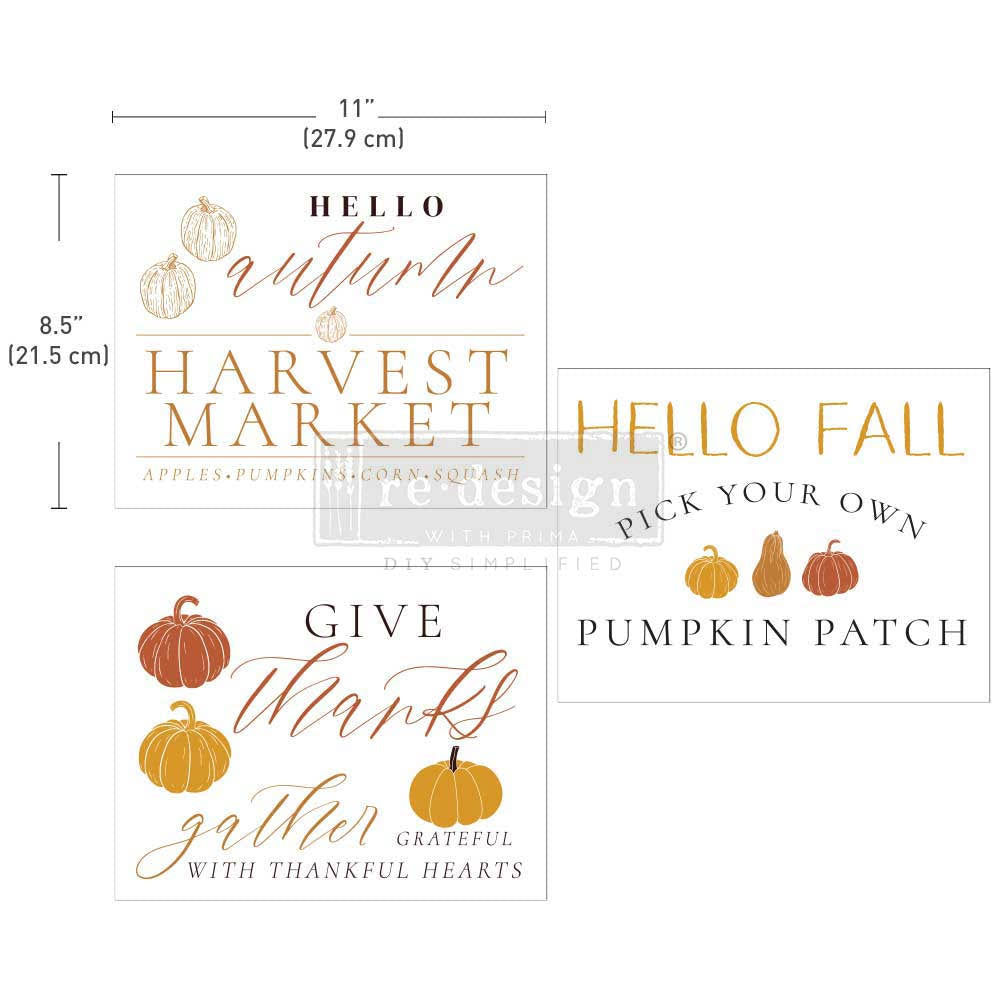 Fall Festive mid size transfer by Redesign with Prima 8.5 "x 11" - Same Day Shipping - Rub On transfers - Decor transfers - furniture transfers - belleandbeau850