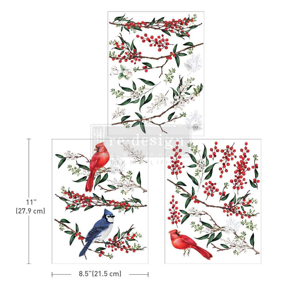 Winterberry mid size transfer by Redesign with Prima 8.5 "x 11" - Same Day Shipping - Rub On transfers - Decor transfers - furniture transfers - belleandbeau850