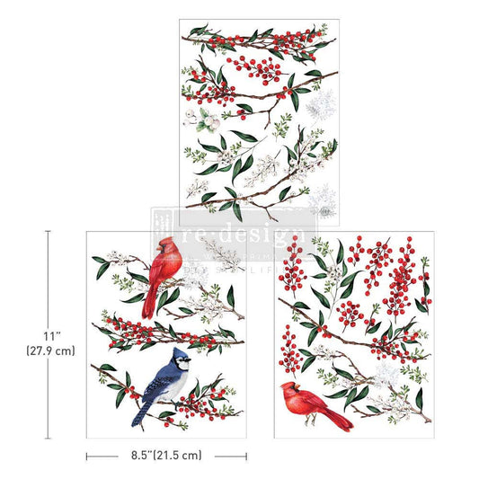 Winterberry mid size transfer by Redesign with Prima 8.5 "x 11" - Same Day Shipping - Rub On transfers - Decor transfers - furniture transfers - belleandbeau850