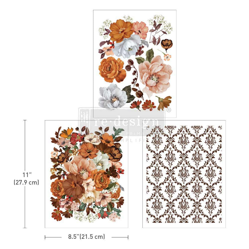 Classic Peach mid size transfer by Redesign with Prima 8.5 "x 11" - Same Day Shipping - Rub On transfers - Decor transfers - furniture transfers - belleandbeau850