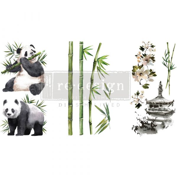Panda Sweet small transfer by Redesign with Prima 6"x12" - Same Day Shipping - Rub On transfers - Decor transfers - furniture transfers - belleandbeau850