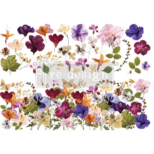 Pressed Flowers transfer by Redesign with Prima 24"x35" - Same Day Shipping - Rub on Transfers - Decor Transfer - Furniture Transfer - belleandbeau850