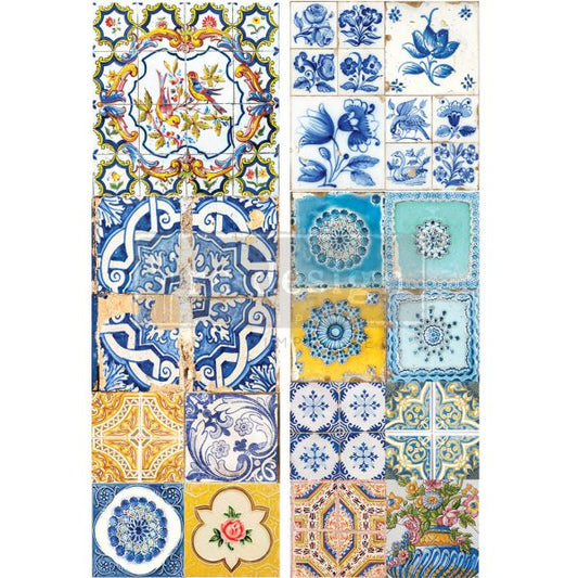 Ceramic Tiles II transfer by Redesign with Prima 24"x35" - Same Day Shipping - Rub on Transfers - Decor Transfer - Furniture Transfer - belleandbeau850