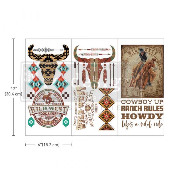 Wild West small transfer by Redesign with Prima 6"x12" - Same Day Shipping - Rub On transfers - Decor transfers - furniture transfers - belleandbeau850