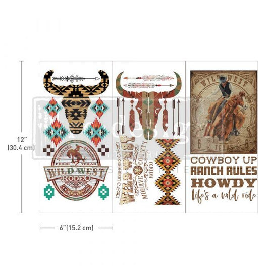 Wild West small transfer by Redesign with Prima 6"x12" - Same Day Shipping - Rub On transfers - Decor transfers - furniture transfers - belleandbeau850