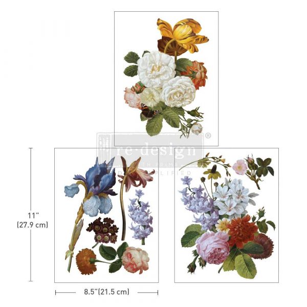 Blossomed Beauties middy transfers by Redesign with Prima 8.5" x 11" - Same Day Shipping - Rub On Decals- Decor transfers - Floral Decor