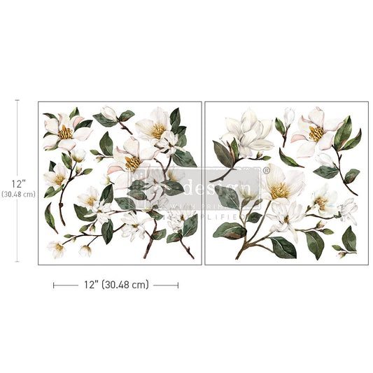 Magnolia Garden Maxi transfers - Redesign with Prima 12" x 12" - Same Day Shipping - Rub On Decals- Decor transfers - Floral Decor Transfer