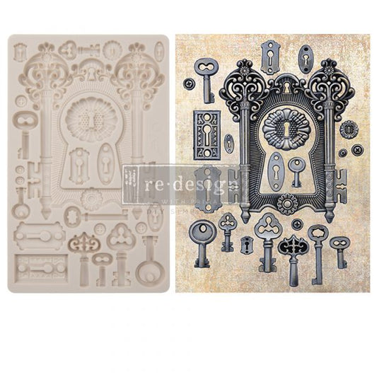 Locks and Keys by Finnabair Decor Mould - Same Day Shipping - Redesign Prima - Resin Mold - Candy Mould - Keys - Decor - Furniture Mould - belleandbeau850