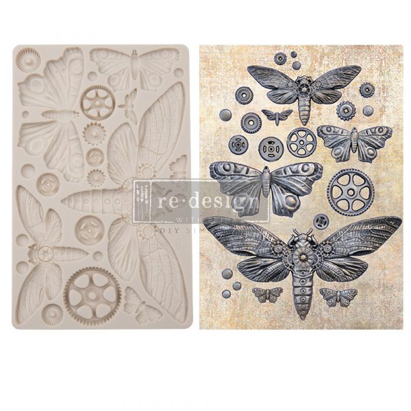 Mecha Moth by Finnabair Decor Mould - Same Day Shipping - Redesign Prima - Resin Mold - Candy Mould - Moth Applique - Decor - Furniture Mould - belleandbeau850