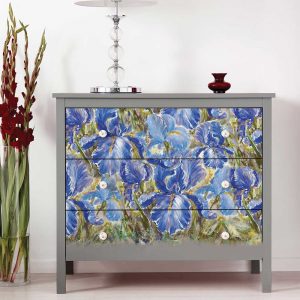 Enchanting Iris A-1 Fiber Decoupage Paper by redesign with Prima 23.4"x33.1" - Same Day Shipping - Furniture Decoupage - Large Paper Decoupage