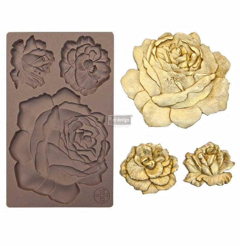 Etruscan Rose ReDesign With Prima Decor Mould - Same Day Shipping - Silicone Mold - Molds for Resin - Furniture Applique - Candy Mold - belleandbeau850