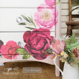 Discontinued! Lush Floral I transfer Redesign with Prima 48"x35" - Same Day Shipping - Rub on Transfer - Decor Decal - Floral Decor - belleandbeau850