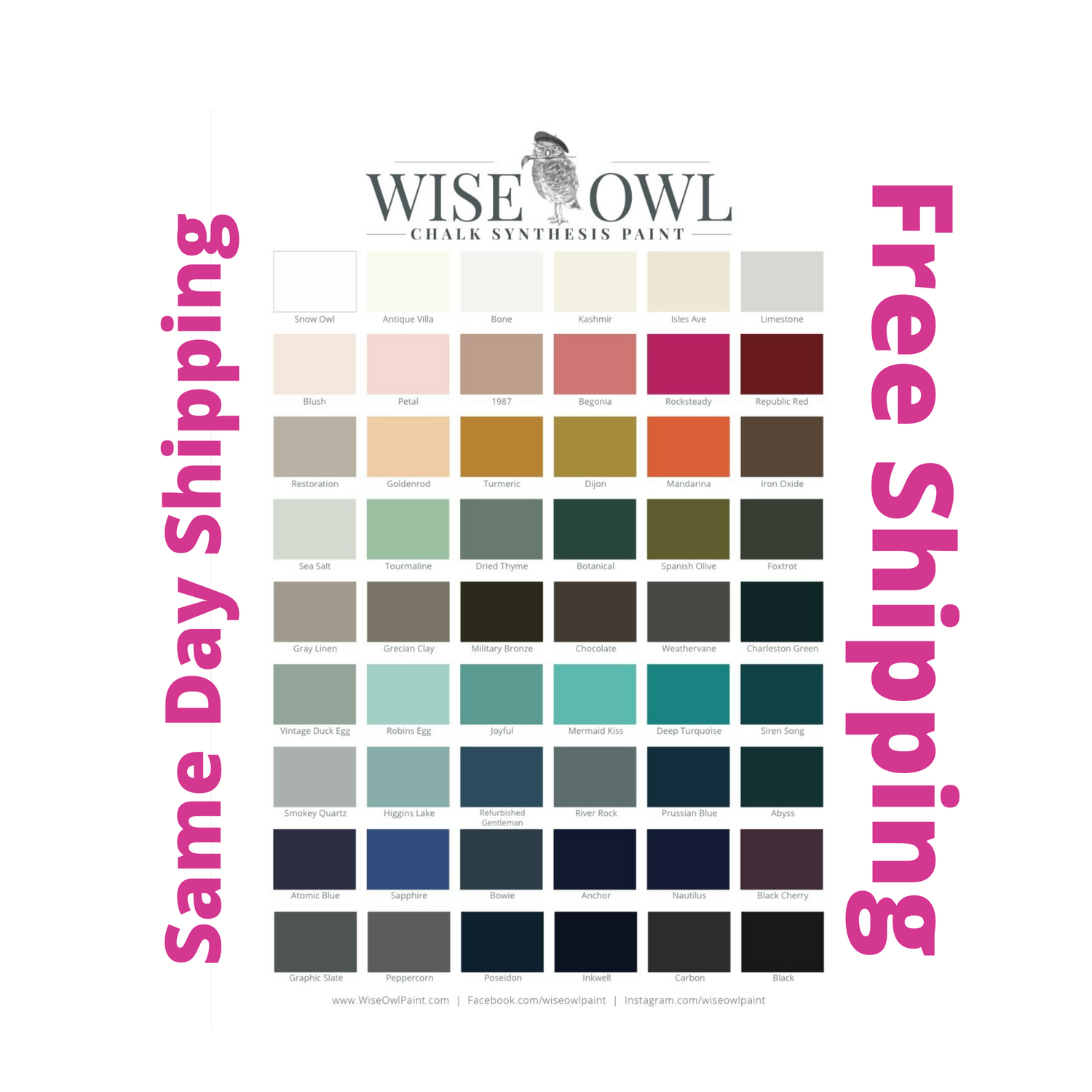 Wise Owl Chalk Synthesis Paint 16 oz Pint - Same Day Shipping - Chalk Paint for Furniture and Cabinets - belleandbeau850
