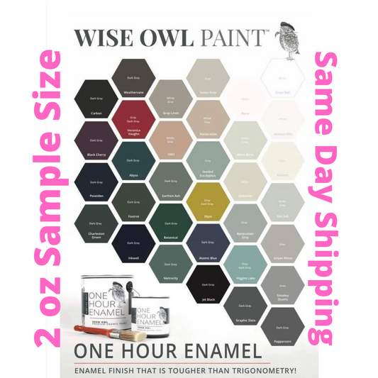Wise Owl One Hour Enamel Paint 2 oz Sample Jar - Free Same Day Shipping - Paint for Furniture and Cabinets