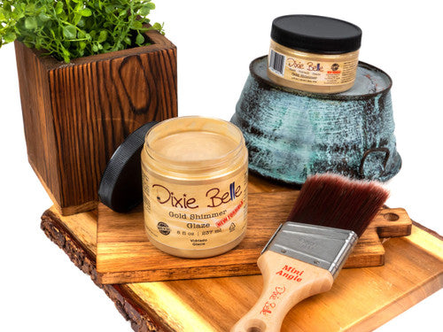 Dixie Belle Gold Shimmer Glaze - New Formula - Same Day Shipping - Water Based Furniture Glaze - Color Wash - Aging Medium