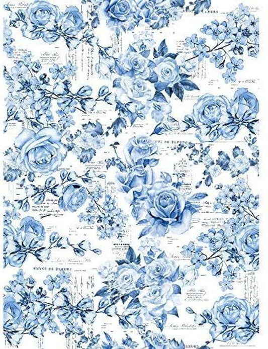 French Ceramics transfer Redesign with Prima  24"x35" - Same Day Shipping - Rub on Transfers - Furniture Transfers - Blue and White Transfer - belleandbeau850