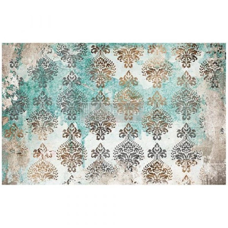 Patina Flourish Decoupage tissue paper 1 sheet Redesign by Prima - Same Day Shipping - Furniture Decoupage Paper - Mulberry Paper - belleandbeau850