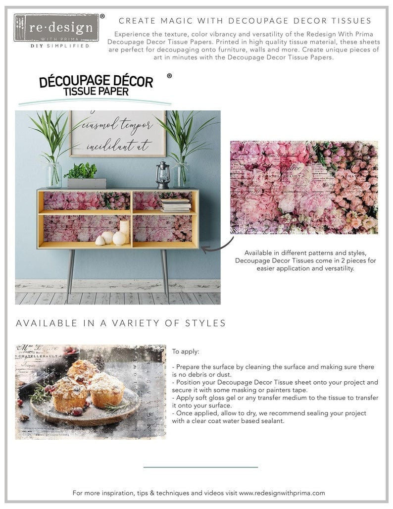 Super Decadent Mulberry Decoupage tissue paper 2 sheets - Redesign with Prima - Same Day Shipping - Furniture Decoupage - Mulberry Paper - belleandbeau850