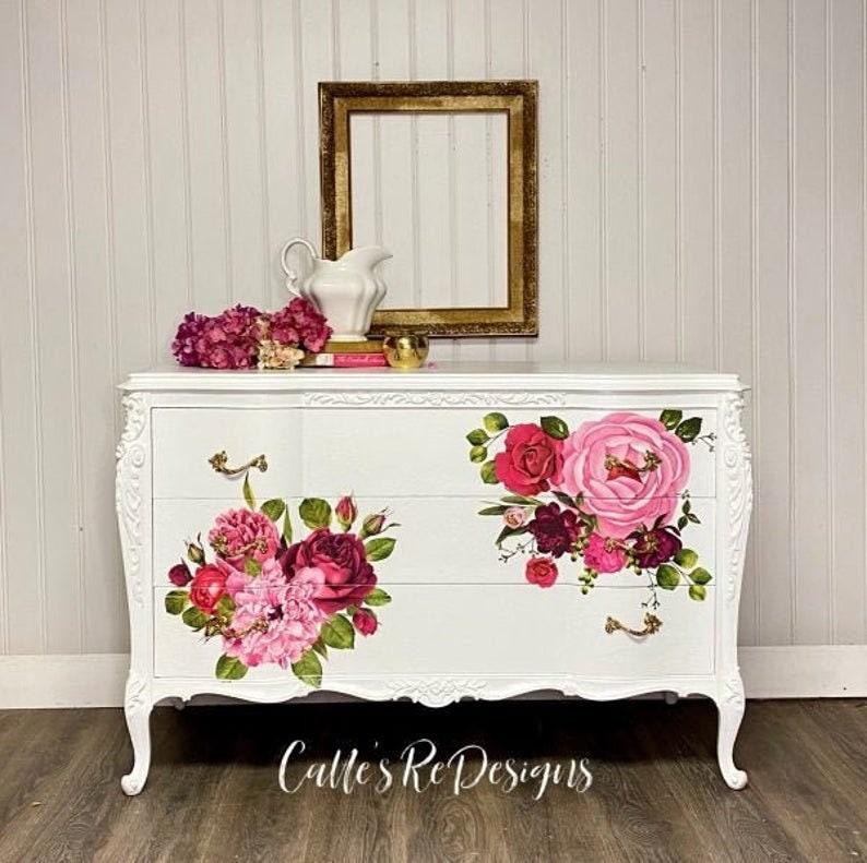 Discontinued! Lush Floral I transfer Redesign with Prima 48"x35" - Same Day Shipping - Rub on Transfer - Decor Decal - Floral Decor - belleandbeau850