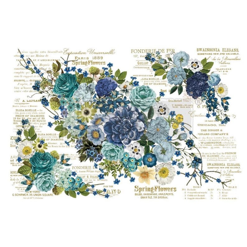 Cosmic Roses transfer Redesign with Prima 44"x30" - Same Day Shipping - Furniture Transfer - Rub on Transfer - Decor Transfer - Floral - belleandbeau850