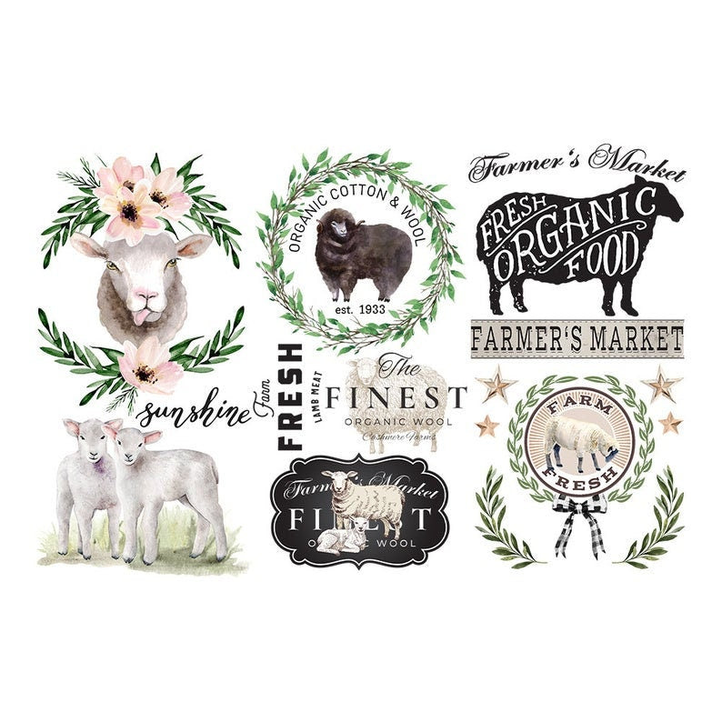 Sweet Lamb transfer by Redesign with Prima 6"x12" - belleandbeau850