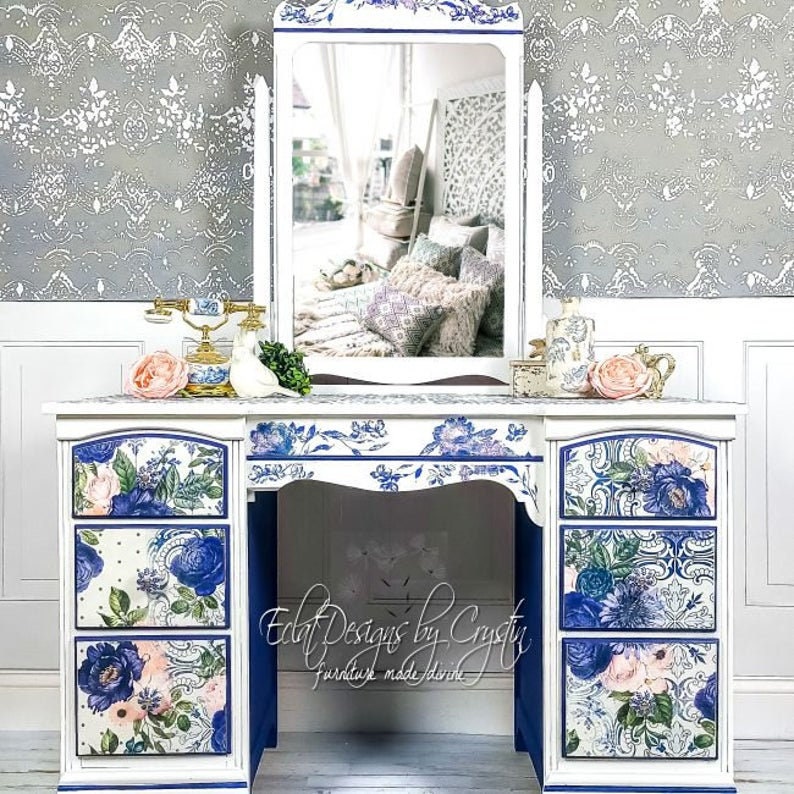 Fancy Essence Decoupage Paper - Same Day Shipping - Redesign with Prima - 2 sheets - Furniture Decoupage Paper - Mulberry Paper - belleandbeau850