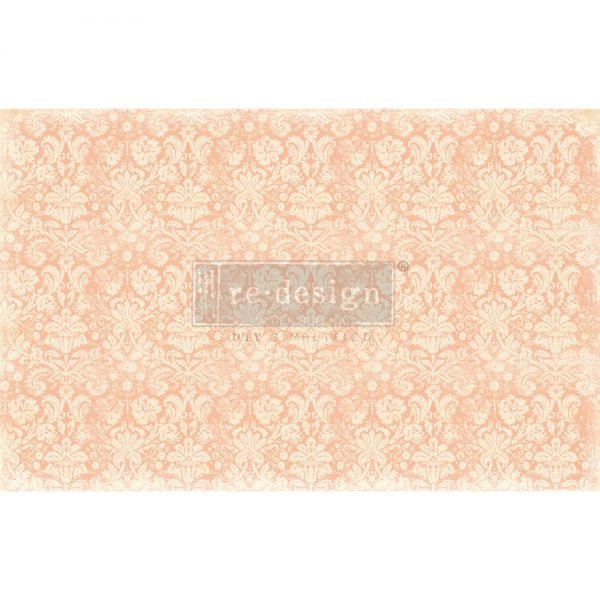 Peach Damask Decoupage tissue paper 2 sheet Redesign by Prima - Same Day Shipping - Furniture Decoupage - Mulberry Paper - Damask Decor - belleandbeau850