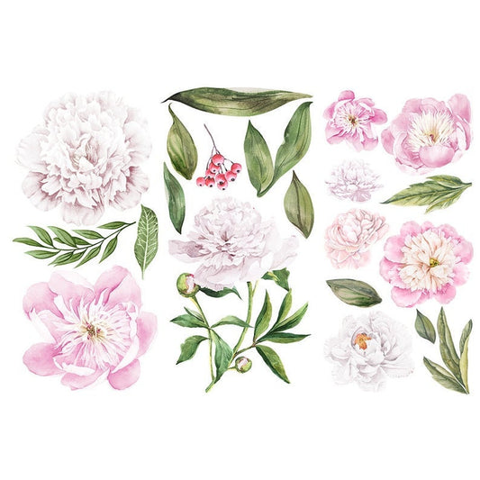 Morning Peonies transfer by Redesign with Prima 6"x12" - Same Day Shipping - Furniture Decals - Rub on Transfers - Small Transfers - Peony - belleandbeau850