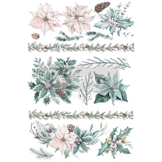 Evergreen Florals transfer by Redesign with Prima 24"x35" - Same Day Shipping - Rub on Transfers - Furniture Transfers - Christmas Decor - belleandbeau850