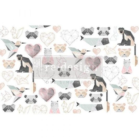 SAME DAY Shipping! Origami Love Decoupage tissue paper 1 sheet Redesign by Prima - belleandbeau850