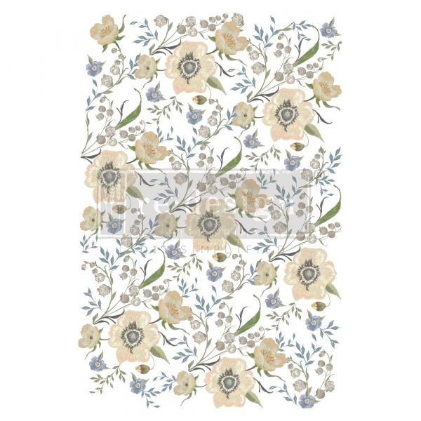Goldenrod Florals transfer Redesign with Prima 24"x35" - Same Day Shipping - Rub on Transfers - Furniture Decals - No Water Decals - Floral - belleandbeau850