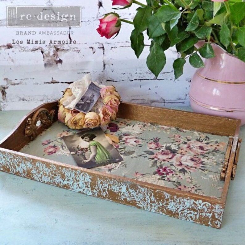 Olivia Decoupage tissue paper 1 sheet Redesign by Prima - Same Day Shipping - Furniture Decoupage - Mulberry Paper - Floral Decor - belleandbeau850