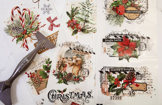 Xmas Tag small transfer by Redesign with Prima 6"x12" - Same Day Shipping - belleandbeau850