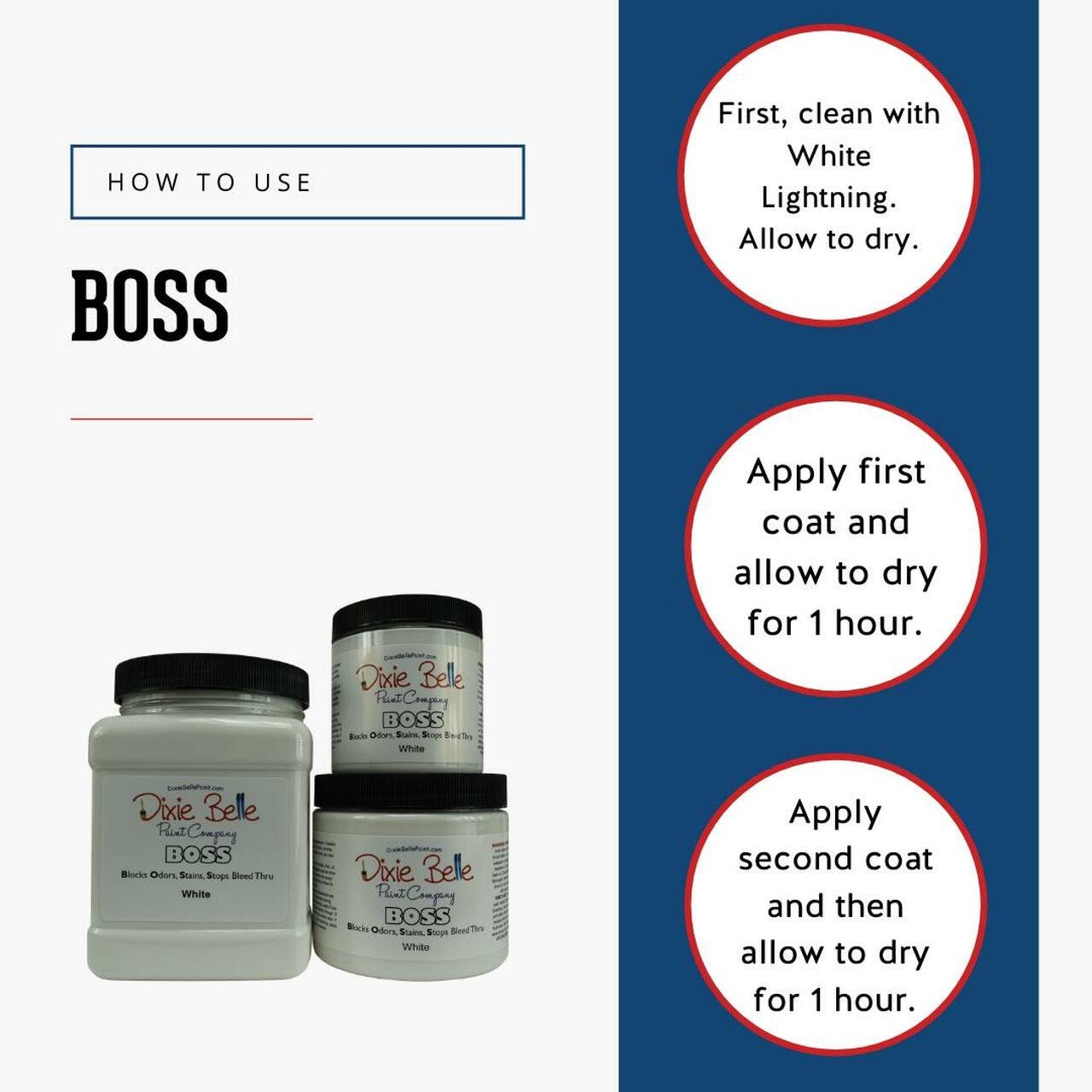 Dixie Belle BOSS - Same Day Shipping - primer blocks tannins stains odors - primer for furniture and cabinets - furniture primer - belleandbeau850
