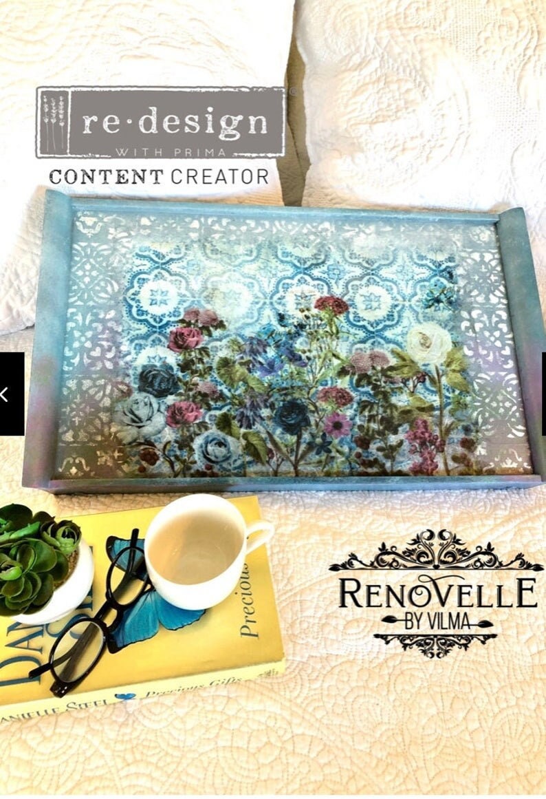Moonlight Garden Decoupage Paper - Same Day Shipping - Redesign with Prima -Rice Paper - 11.5"x16.25" - Furniture Decoupage Paper - belleandbeau850