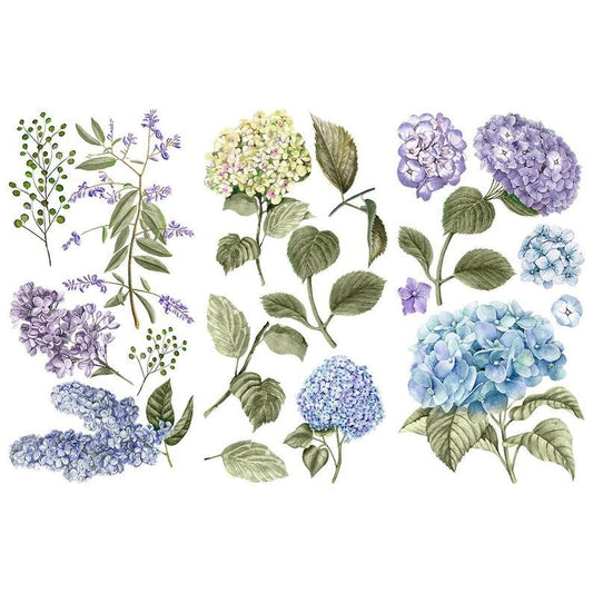 Mystic Hydrangea transfer by Redesign with Prima 6"x12" - Same Day Shipping - Small Transfers - Floral Decor - Rub on Decals - Floral Decor - belleandbeau850