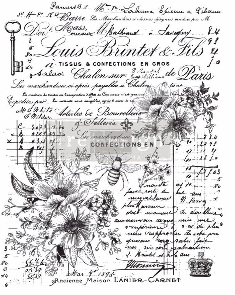 Lovely Ledger transfer by Redesign with Prima 24"x31" - Same Day Shipping - Rub on Transfer - Furniture Transfers - Decor Transfers - belleandbeau850